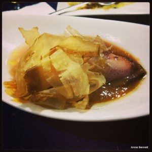 Squid stuffed with Malaga salchichon sausage